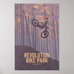 Póster de viaje en bicicleta de montaña Parque de
