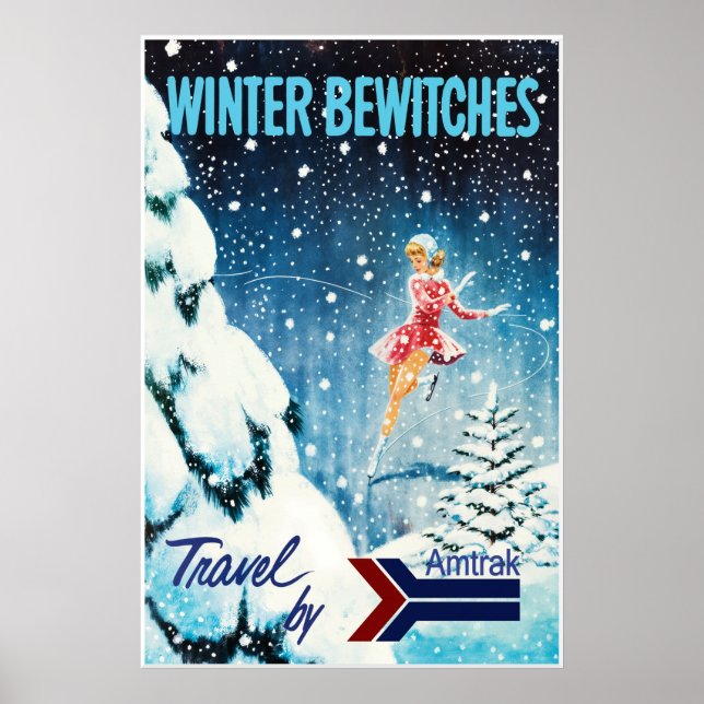 Póster de viaje en tren de invierno de AMTRAK (Frente)