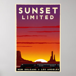 Póster de viaje en tren Sunset Limited
