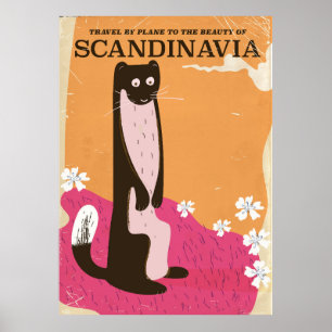 Póster de viaje escandinavo vintage.
