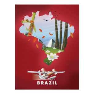 Póster de viaje ilustrado de Brasil.