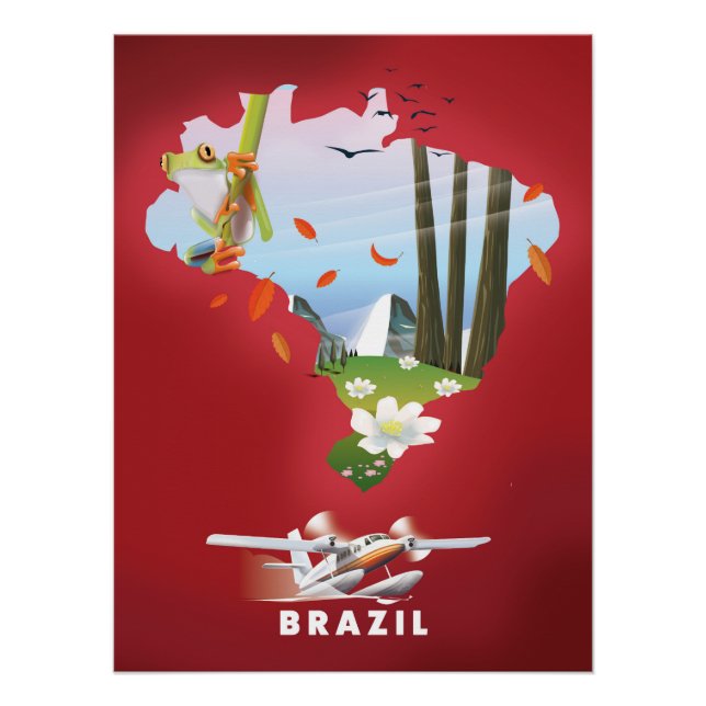 Póster de viaje ilustrado de Brasil. (Anverso)