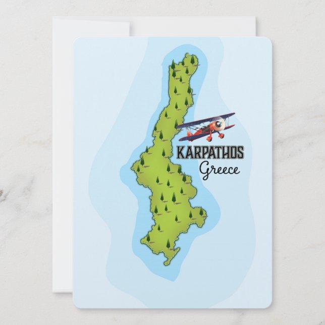 Póster de viaje ilustrado del mapa griego de Karpa (Anverso)