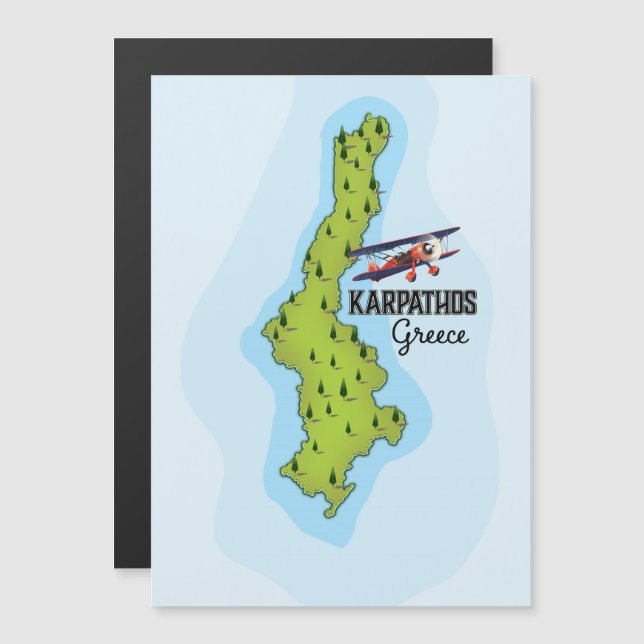 Póster de viaje ilustrado del mapa griego de Karpa (Anverso/Reverso)
