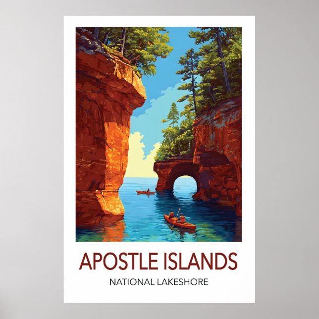Póster de viaje Islas del Apóstol Wisconsin (Frente)
