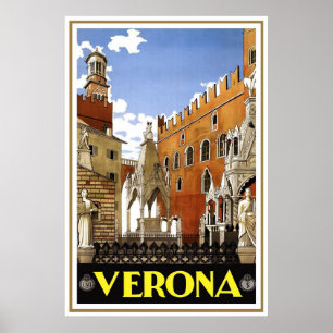 Póster de viaje italiano vintage "Verona"