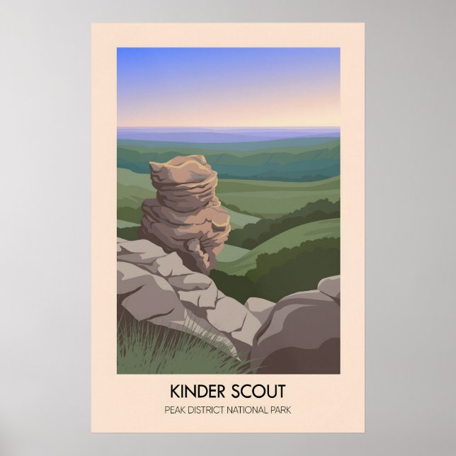 Póster de viaje Kinder Scout Peak District (Frente)
