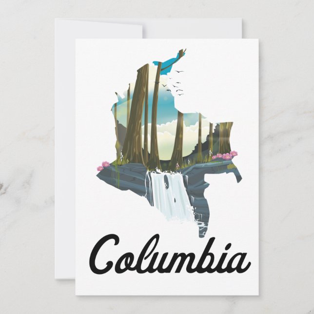 Póster de viaje mapa de Colombia (Anverso)