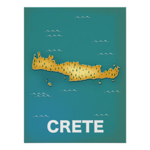 Póster de viaje mapa de Creta
