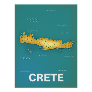 Póster de viaje mapa de Creta