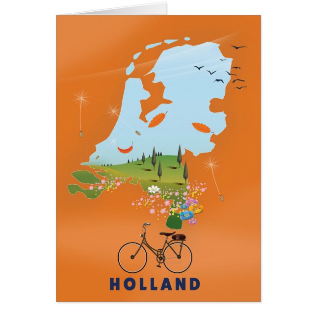 Póster de viaje Mapa de Holanda (Frente)