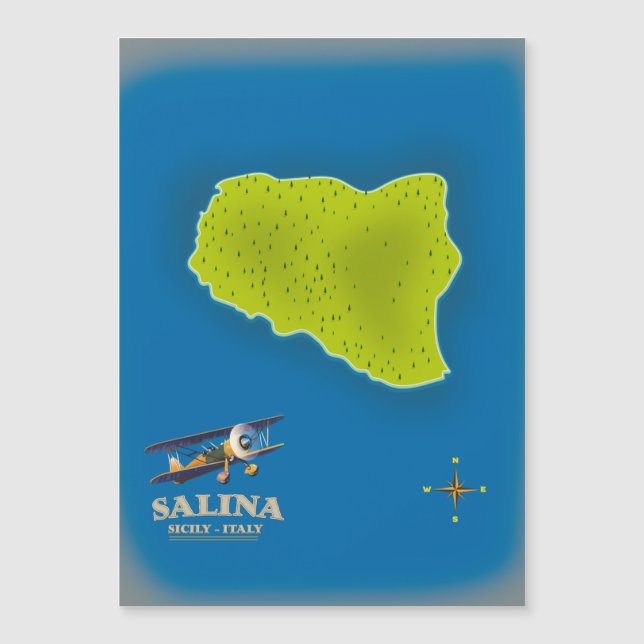 Póster de viaje mapa de Salina, Sicilia mapa (Anverso)