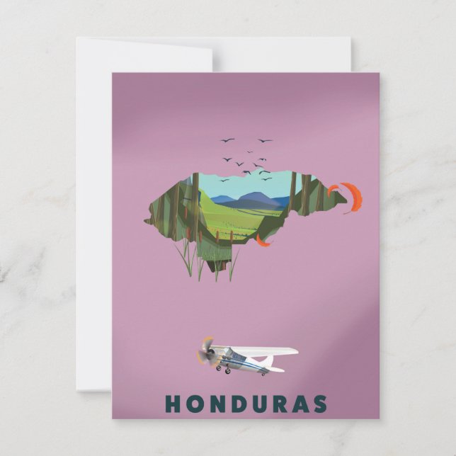 Póster de viaje mapa ilustrado de Honduras (Anverso)