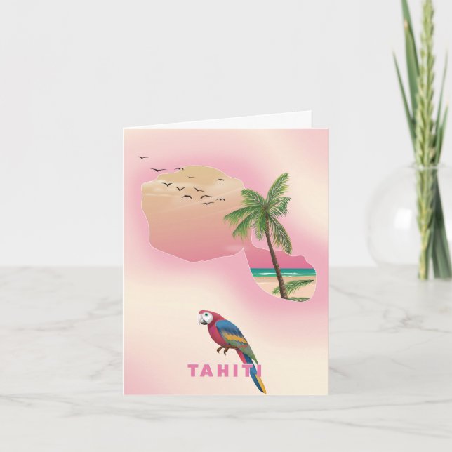 Póster de viaje mapa ilustrado de Tahití (Anverso)