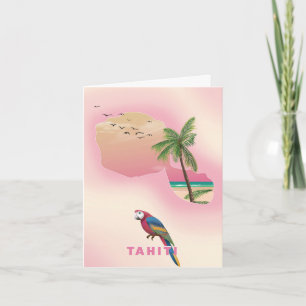 Póster de viaje mapa ilustrado de Tahití