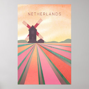 Póster de viaje minimalista de Países Bajos