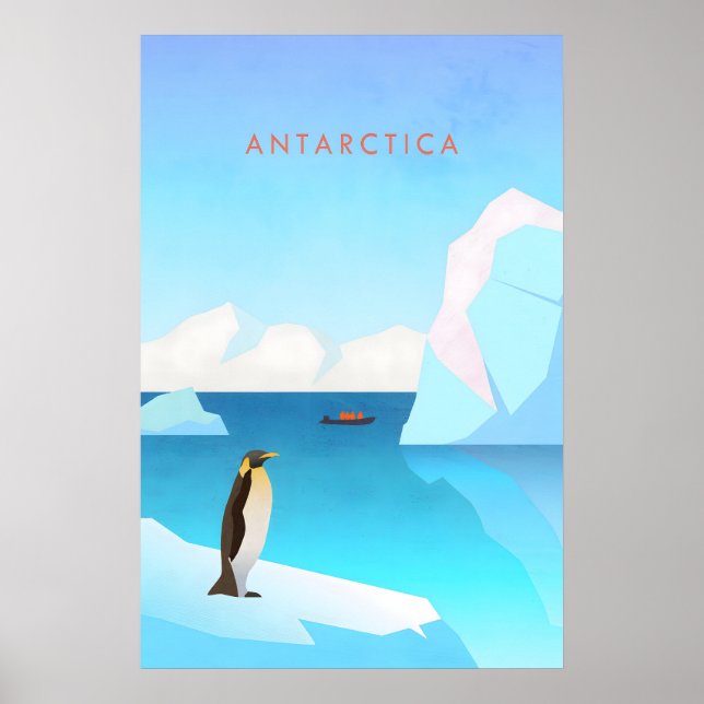 Póster de viaje mínimo de Antártida (Frente)