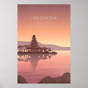 Póster de viaje mínimo de Indonesia