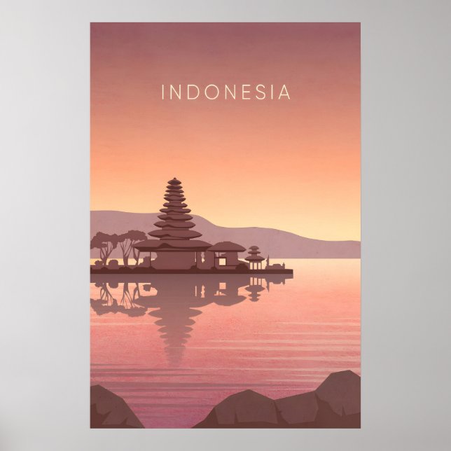 Póster de viaje mínimo de Indonesia (Frente)