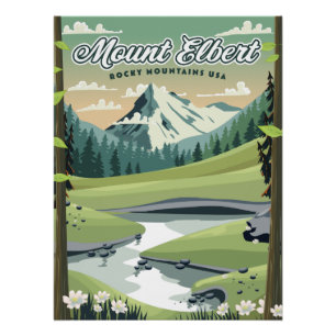 Póster de viaje Montañas Rocosas Monte Elbert