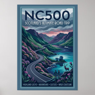 Póster de viaje NC500 el viaje en carretera defini