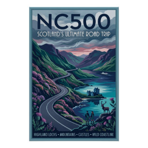 Póster de viaje NC500 el viaje en carretera defini