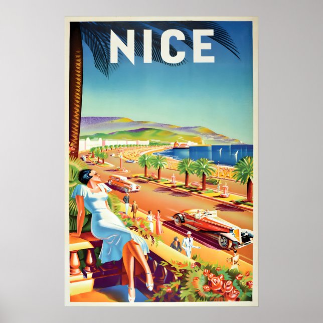 Póster de viaje Niza, Francia Impresión de pared V (Frente)