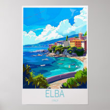 Póster de viaje personalizado de Elba Italia Itali