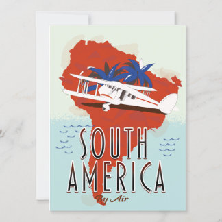 Póster de viaje por Sudamérica en avión