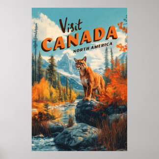 Póster de viaje Puma Montañas de Canadá