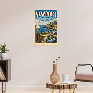 Póster de viaje retro Newport Rhode Island Costero