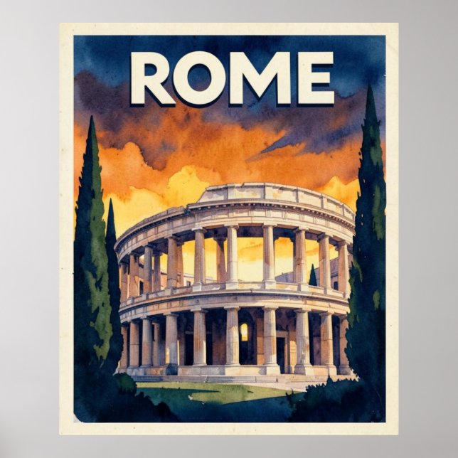 Póster de viaje Retro Roma (Frente)