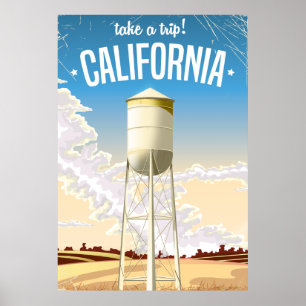 Póster de viaje retro Toma un viaje California