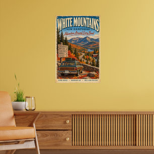Póster de viaje Retro White Mountains New Hampshir