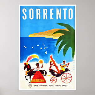 Póster de viaje Sorrento Napoli Turismo Arte Itali