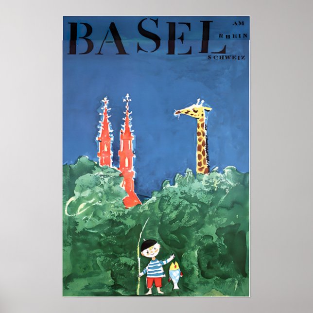 Póster de viaje suizo de arte de Basilea Impresión (Frente)