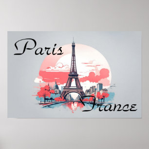 Póster de viaje Torre Eiffel París Francia