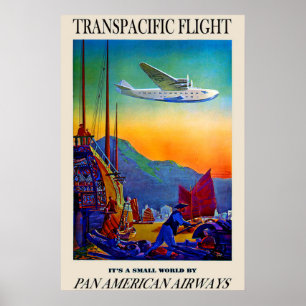 Póster de viaje transpacífico vintage