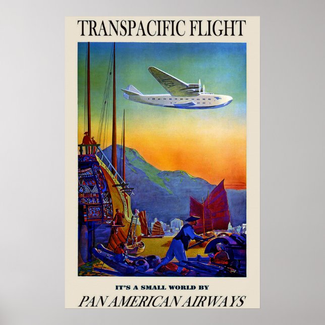 Póster de viaje transpacífico vintage (Frente)
