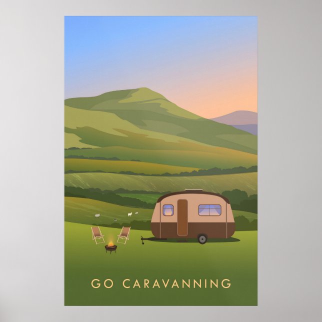 Póster de viaje Ve de caravana (Frente)