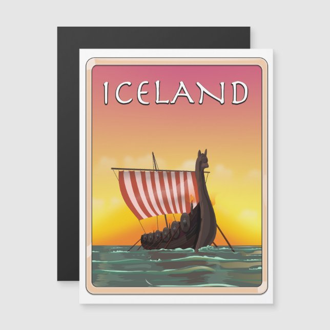 póster de viaje Vikingo de Islandia (Anverso/Reverso)