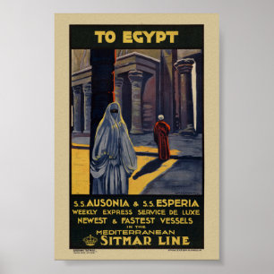 Póster de viaje vintage a Egipto 1928