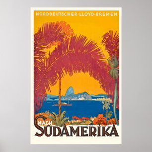 Póster de viaje vintage a Sudamérica