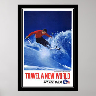Póster de viaje vintage Aspen Colorado esquí