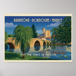 Póster de viaje Vintage Brantôme Dordoña Francia