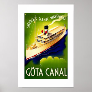 Póster de viaje vintage Canal de Göta