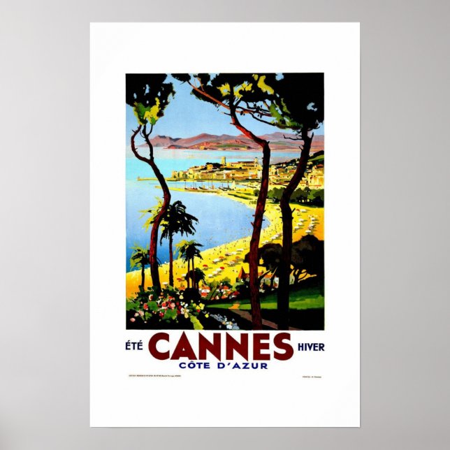 Póster de viaje vintage Cannes Francia (Frente)