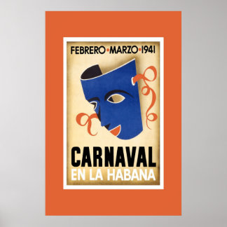 Póster de viaje vintage Carnaval Cuba En La Habana