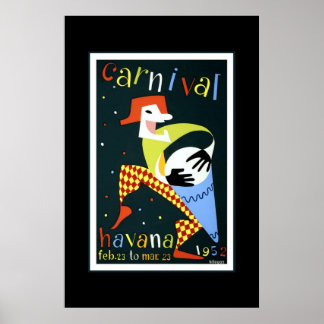 Póster de viaje vintage Carnaval Cuba La Habana