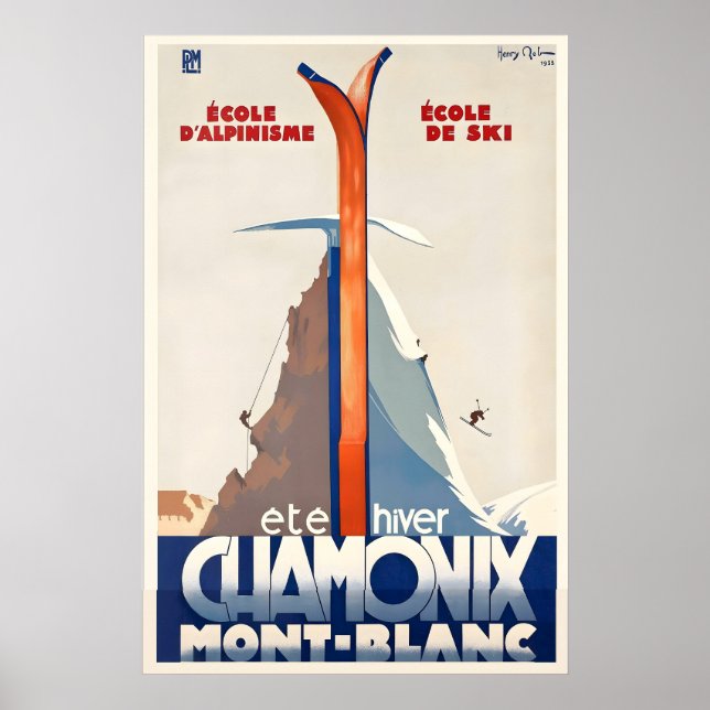 Póster de viaje vintage Chamonix Mont Blanc Franci (Frente)
